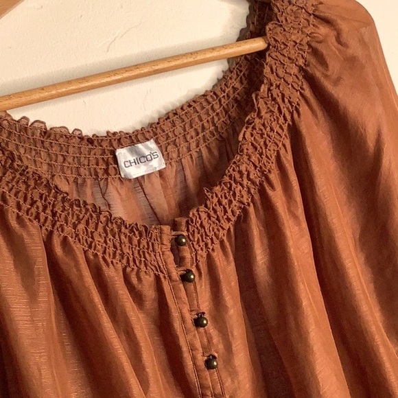 CHICO’S Copper Lightweight Semi-Sheer Top - Picture 3 of 8